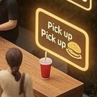 An illustrated coffee pickup counter